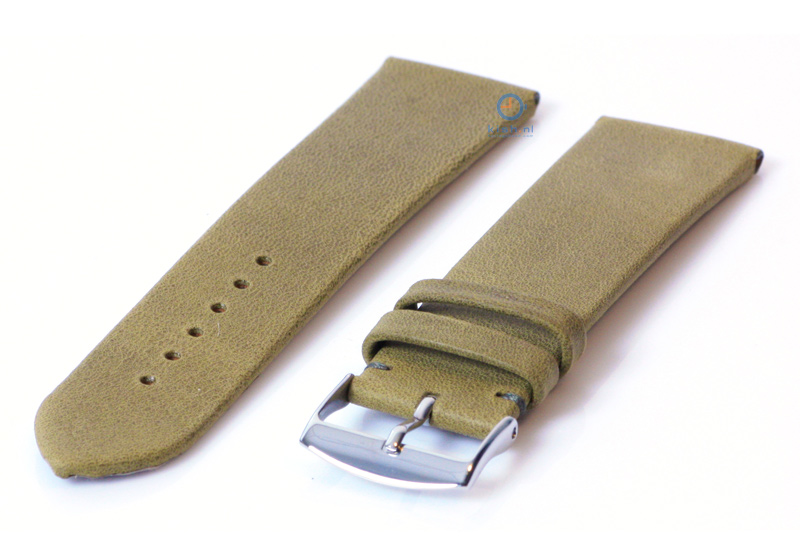 Horlogeband 24mm kaki groen leer