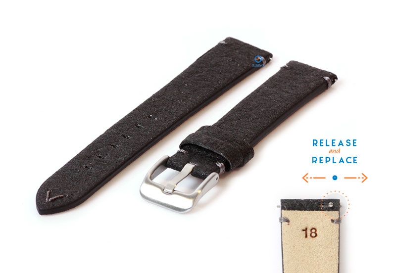 Vegan horlogeband 18mm zwart