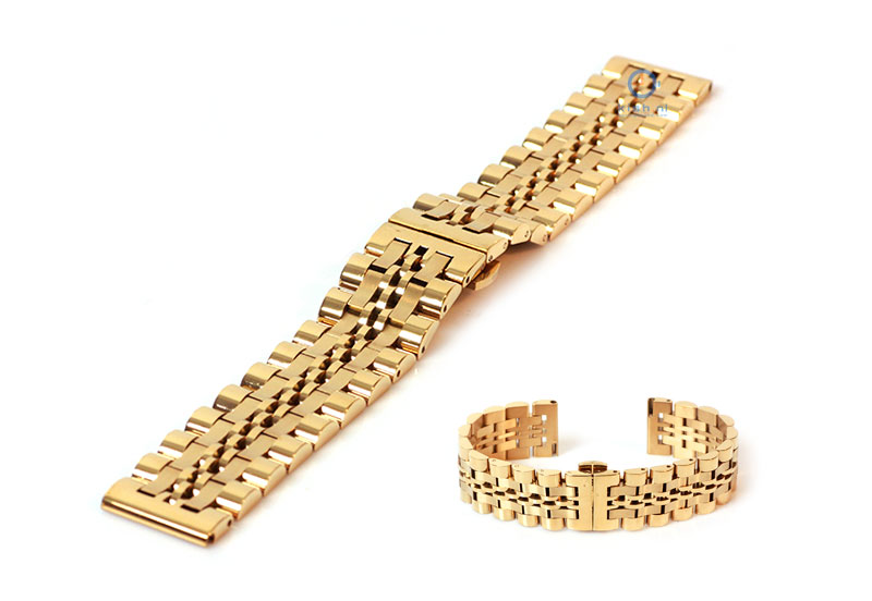 Horlogeband 20mm staal goud mat/glans