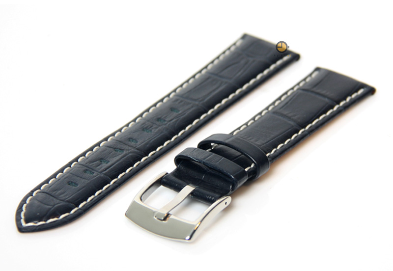 22mm horlogeband van leer - midnight blue