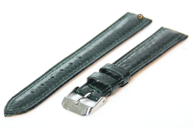 Horlogeband 16mm groen echt slangenleder