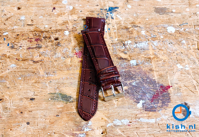 Horlogeband 22mm croco leer bruin