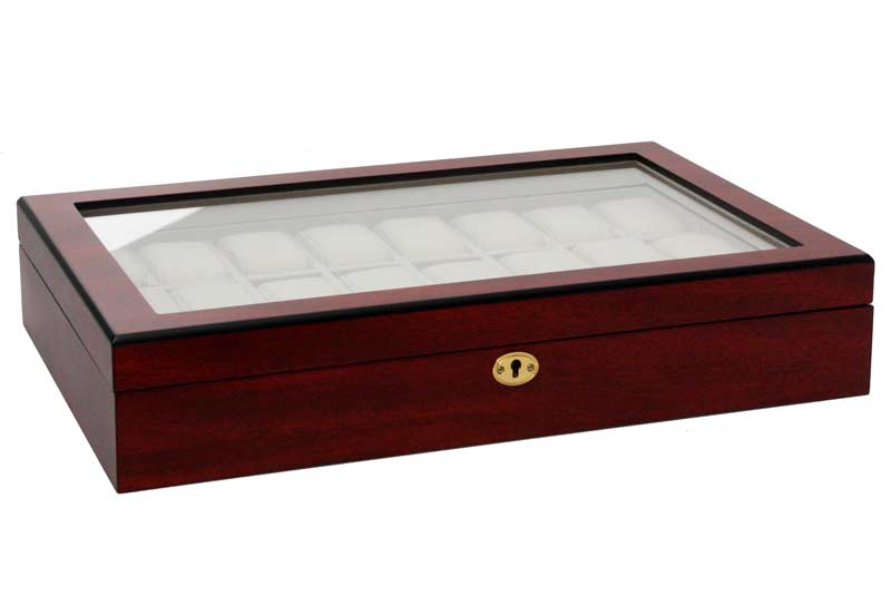 Horlogekist voor 24 horloges - mat bordeaux
