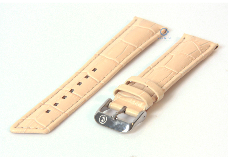 Horlogeband 24mm creme leer croco
