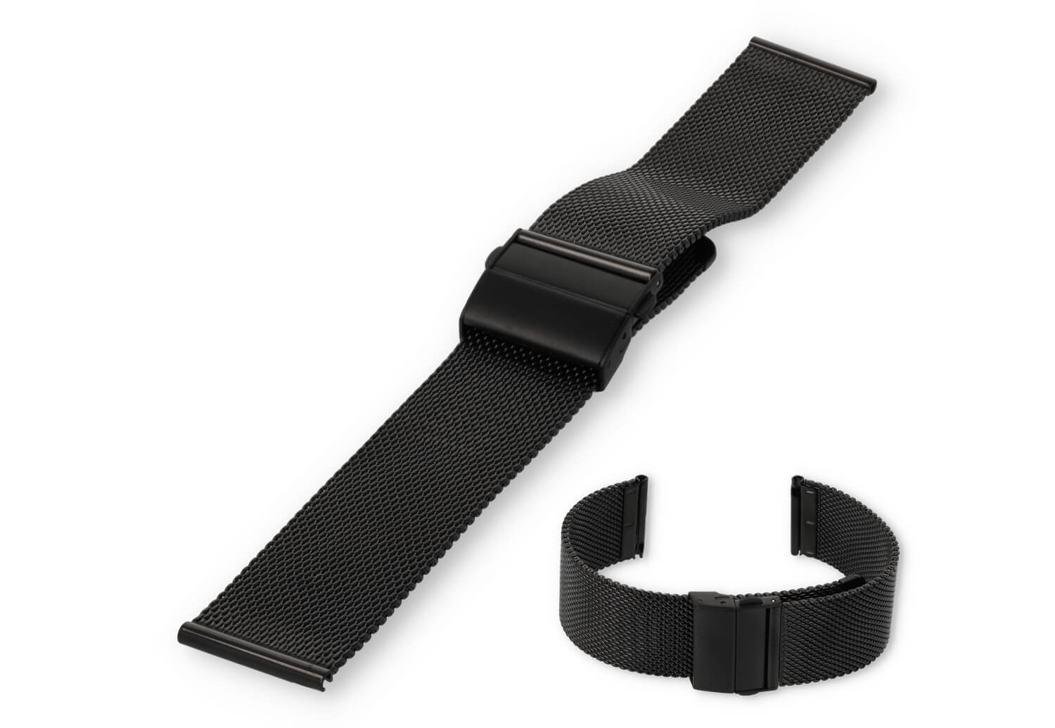 Milanese horlogeband 20mm zwart - verstelbare vouwsluiting