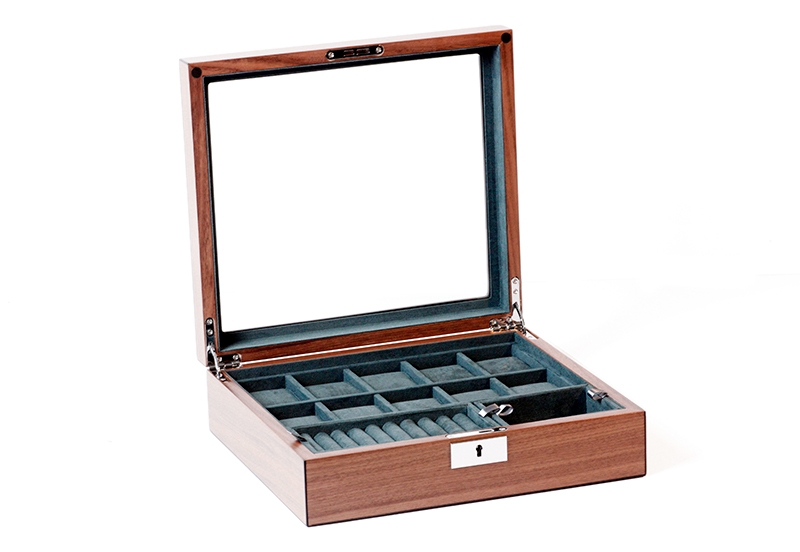 Horlogekist voor 10 horloges + sieraden - Walnut