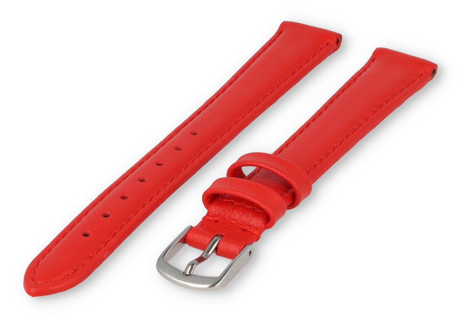 XL horlogeband glad leer - 14mm - felrood