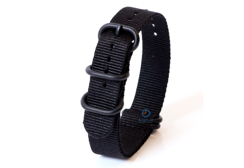 Horlogeband nylon 18mm zwart