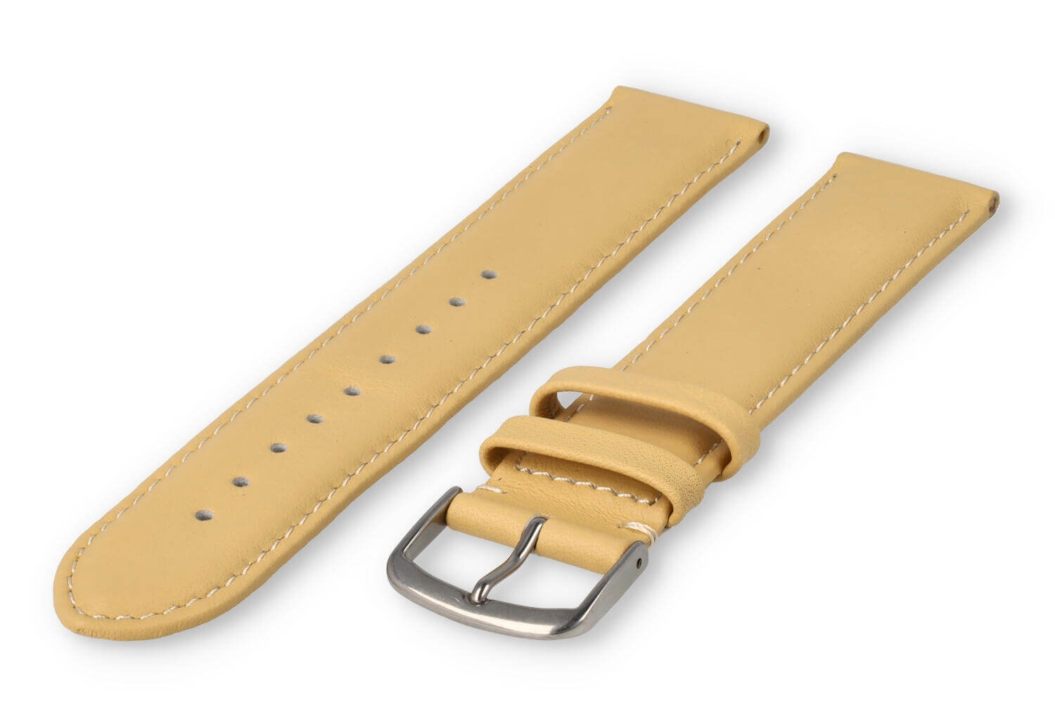 XL horlogeband glad leer - 20mm - vanille