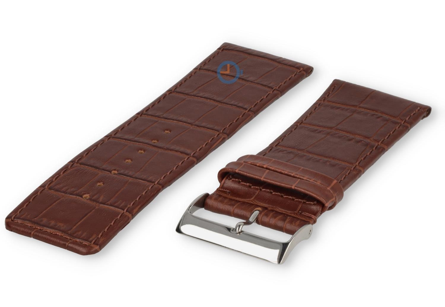 Luxe croco horlogeband - 34mm - donkerbruin