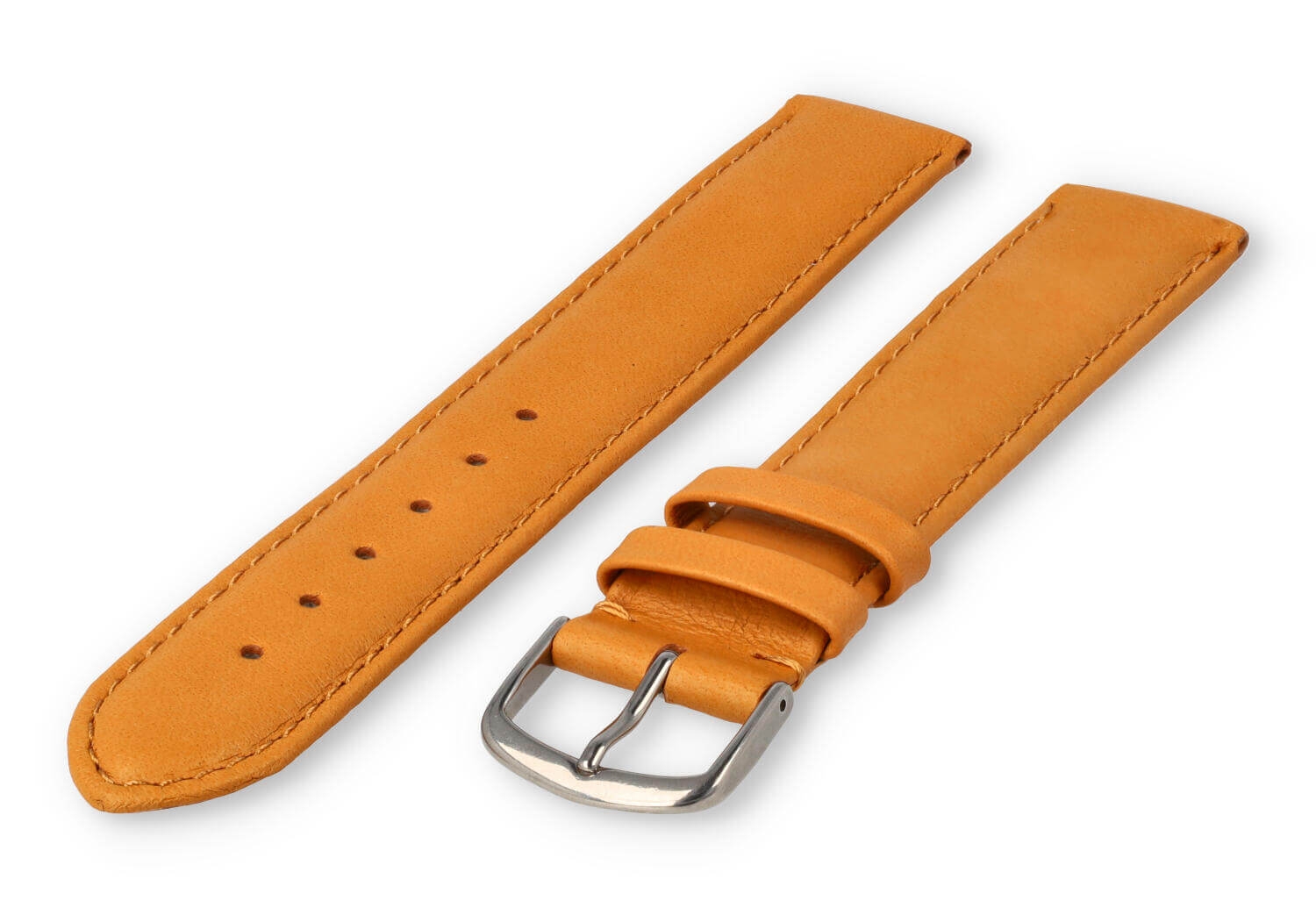 XL horlogeband glad leer - 18mm - lichtbruin