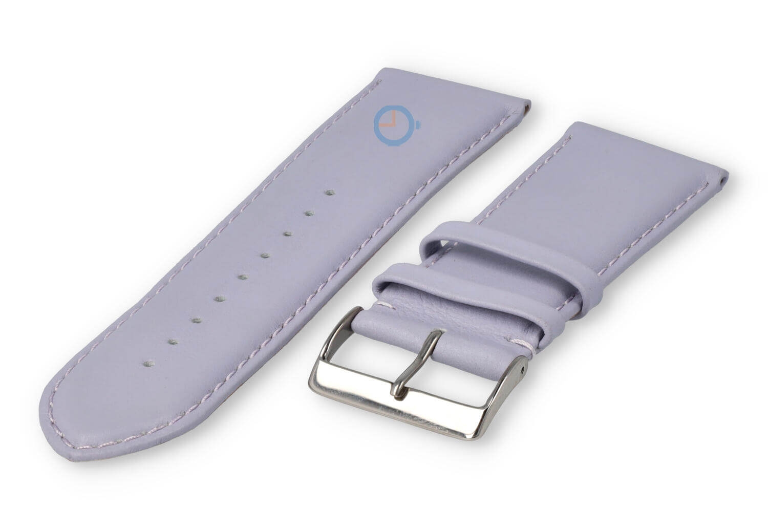28mm horlogeband glad leer - lichtpaars