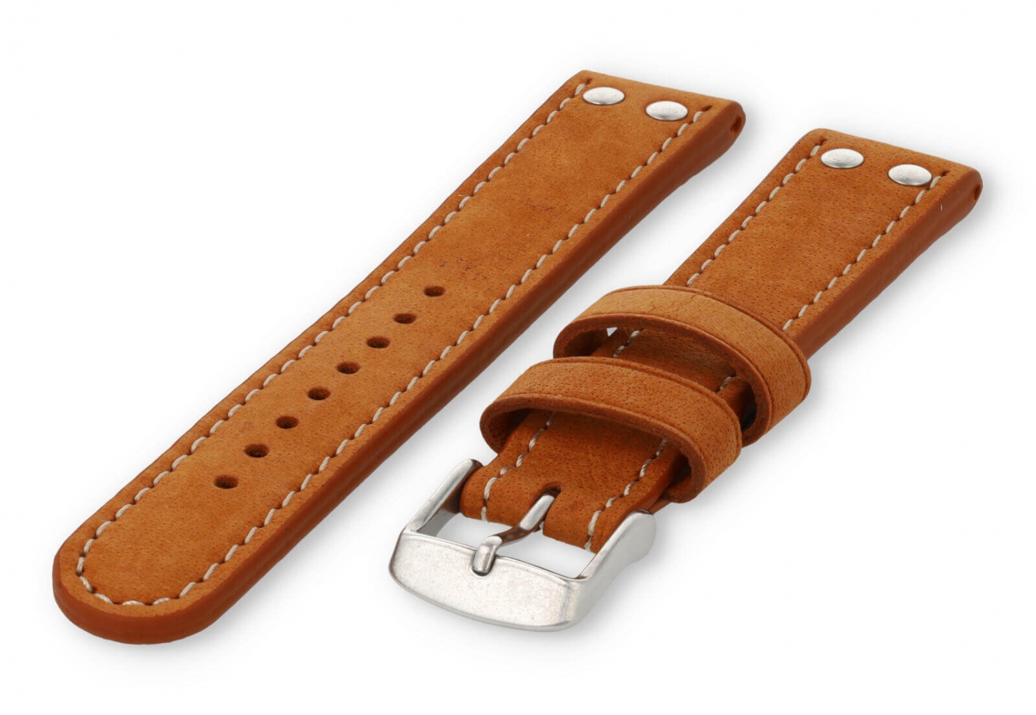 Flieger horlogeband 22mm cognacbruin leer