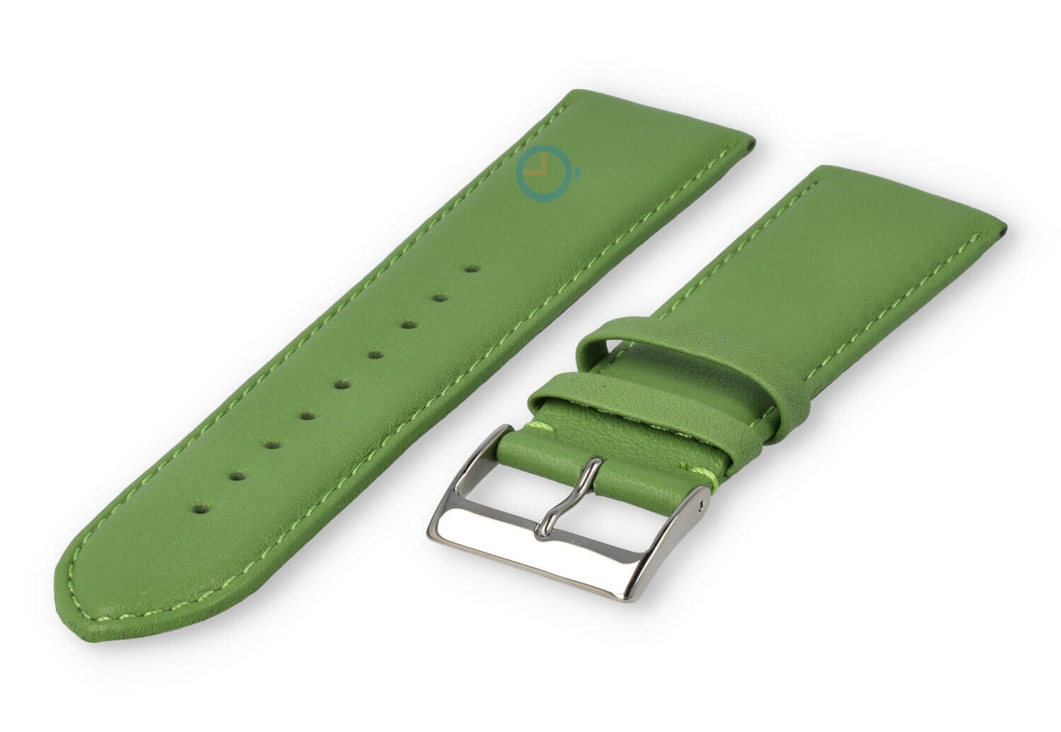 22mm horlogeband glad leer - appelgroen
