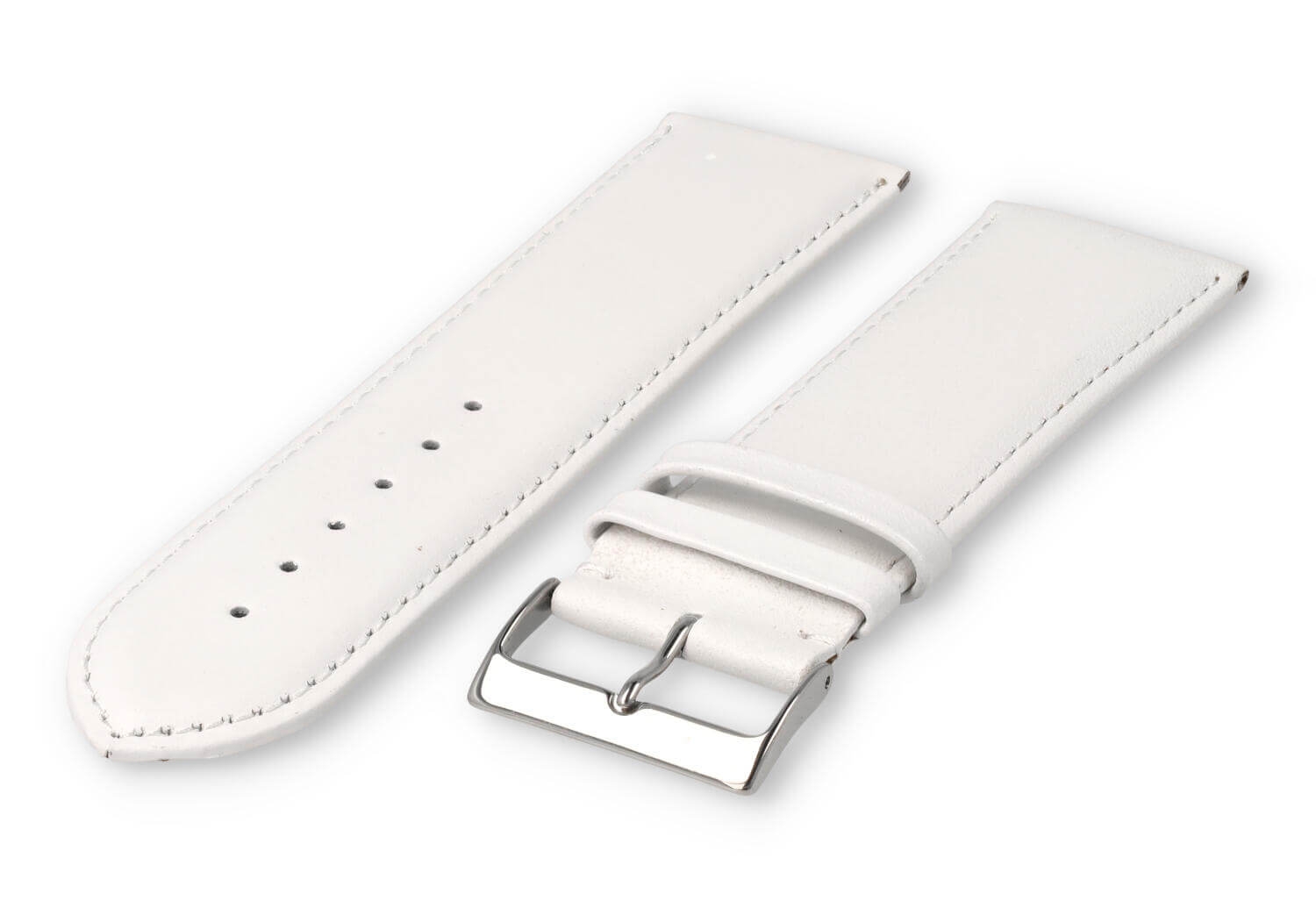 XL horlogeband glad leer - 28mm - wit