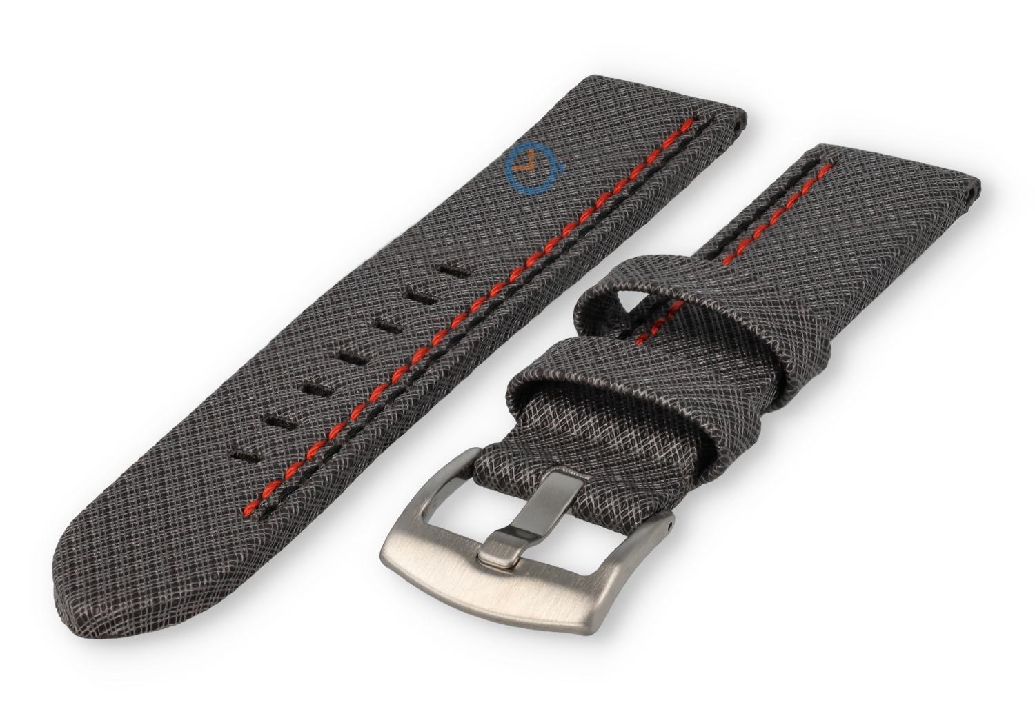 Leer met Nylon horlogeband 20mm - Grijs