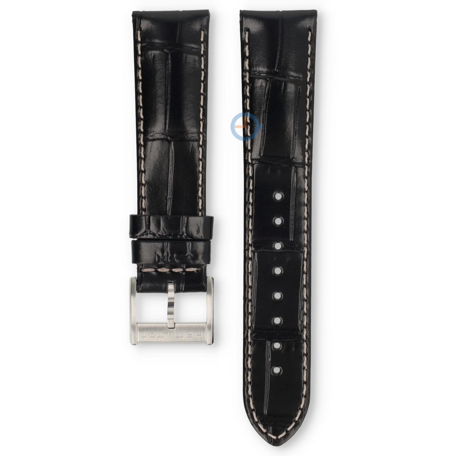 Hamilton horlogeband H70405730 - zwart leer