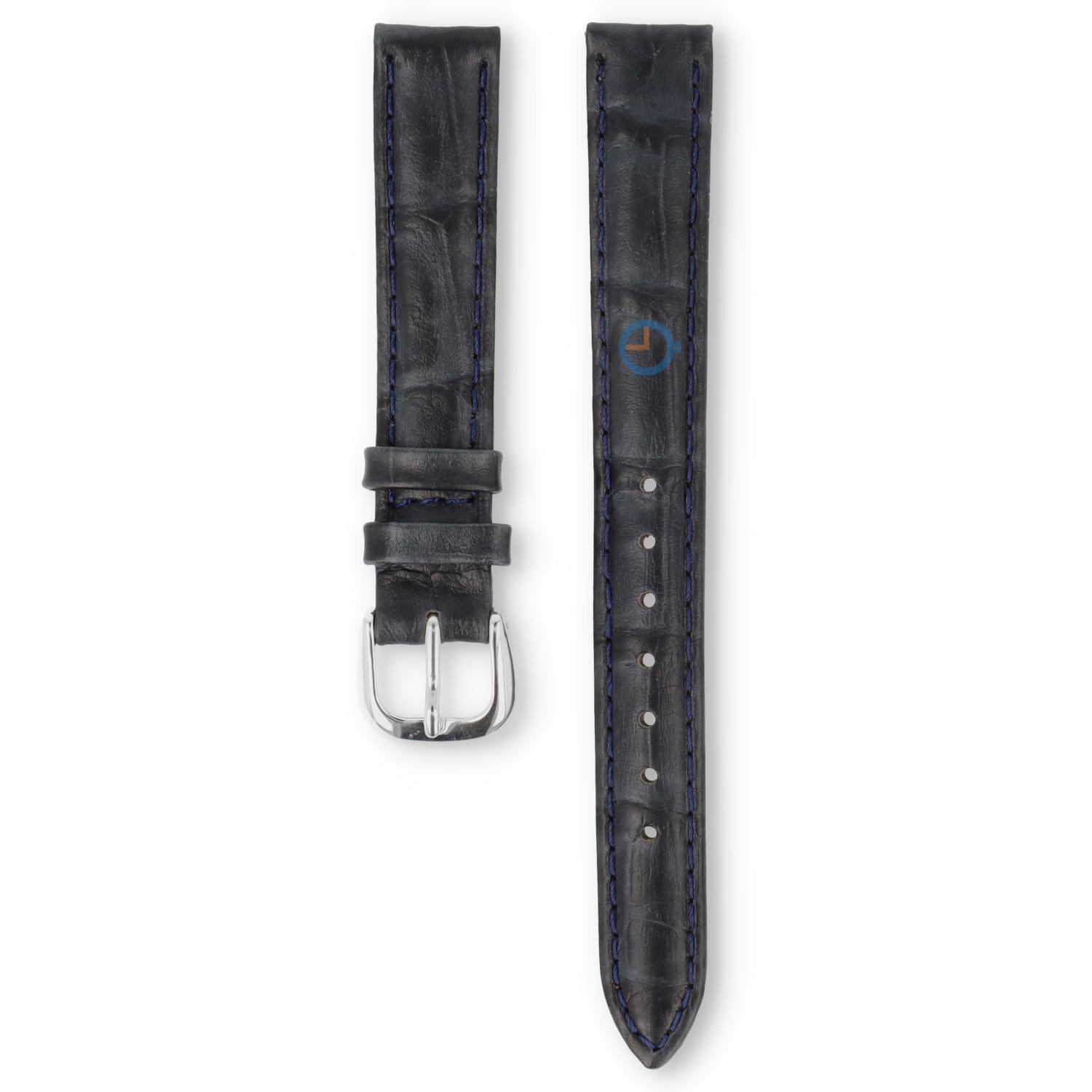 Universele 13mm zwart leren horlogeband - Seiko