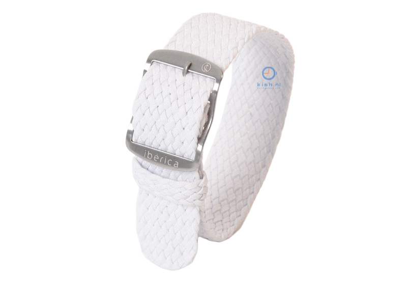 Horlogeband 20mm perlon wit