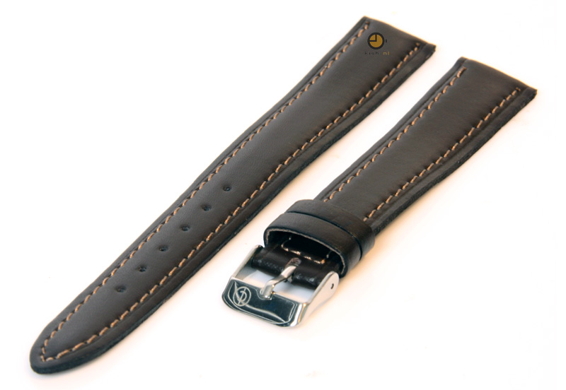 Horlogeband 16mm donkerbruin leer XXL