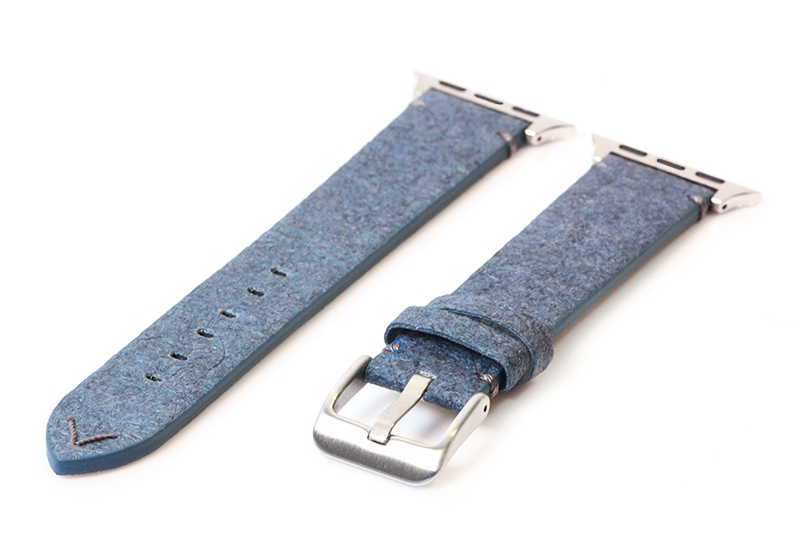 Apple Watch bandje vegan leer blauw - 44/45/46/49mm