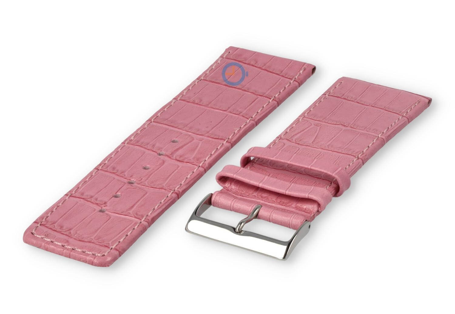 Kalfsleder band met croco-reliëf - 28mm - roze