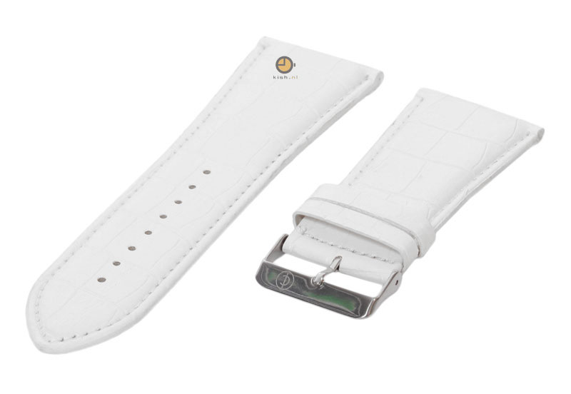 Horlogeband 32mm wit leer croco