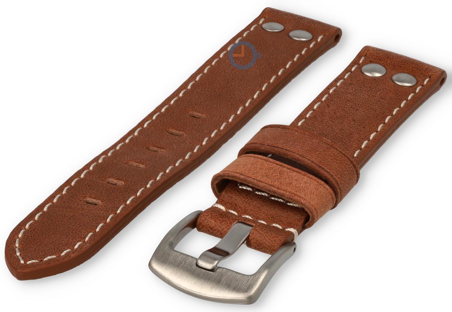 Horlogeband 22mm leer vintage bruin