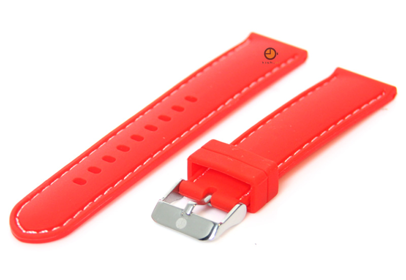 Horlogeband 18mm siliconen rood-wit