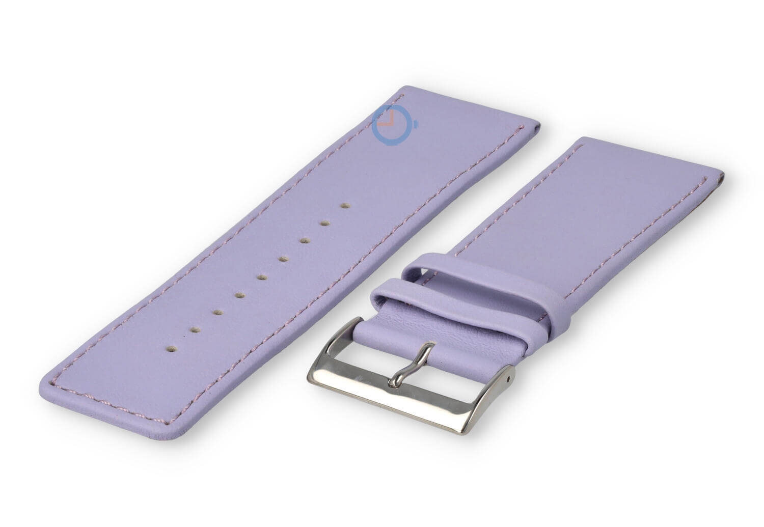 30mm horlogeband glad leer - lichtpaars