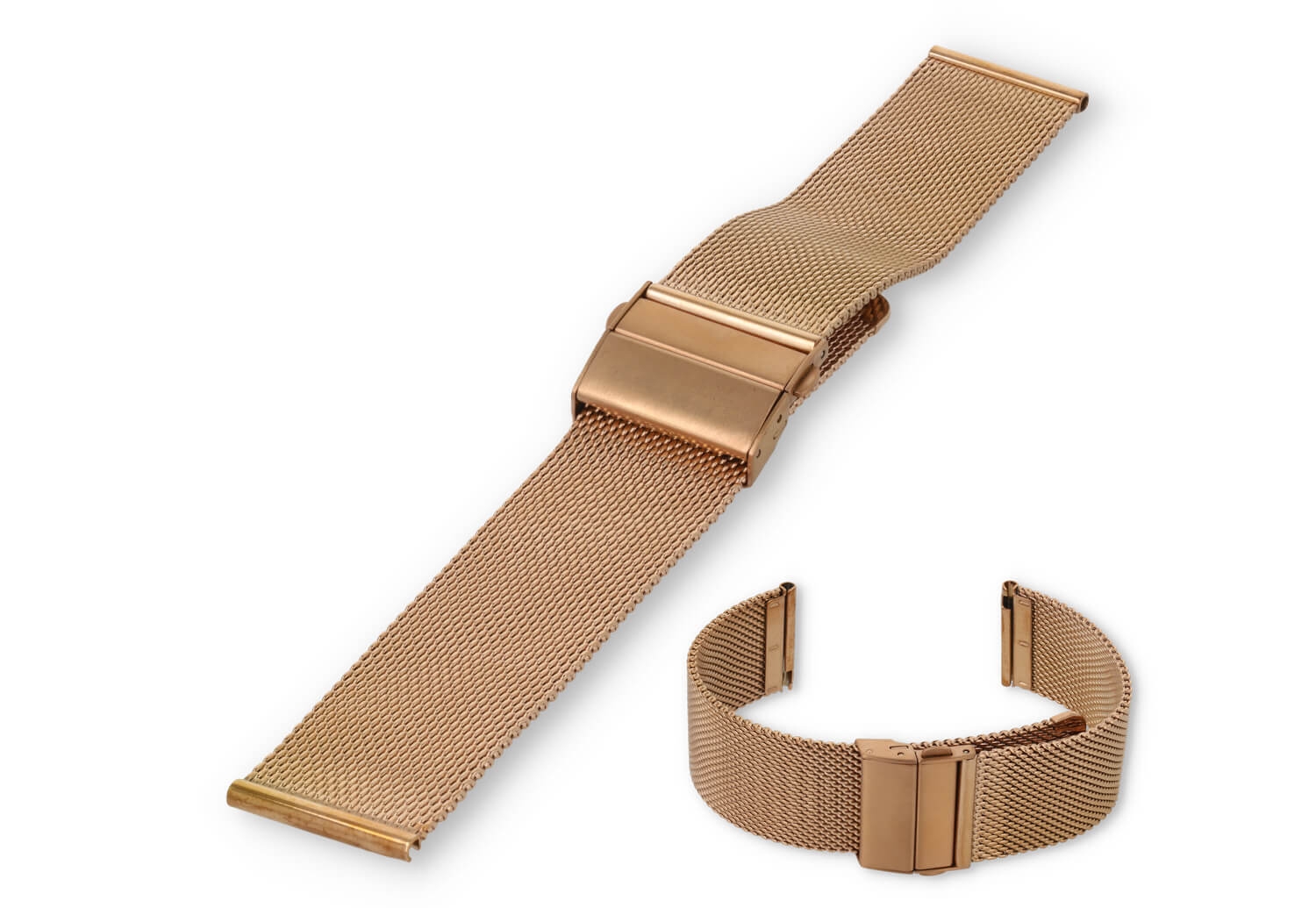Milanese horlogeband 20mm ros?oud - verstelbare vouwsluiting