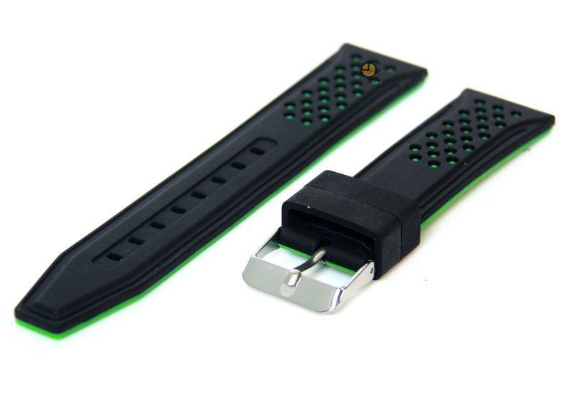 22mm siliconen horlogeband zwart-groen