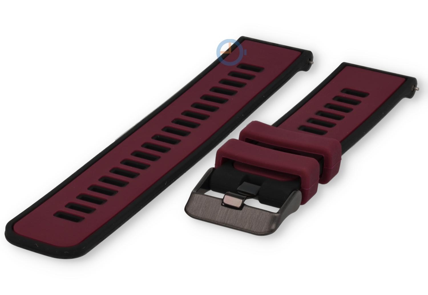 Snelwissel bandje 22mm - bordeaux zwart