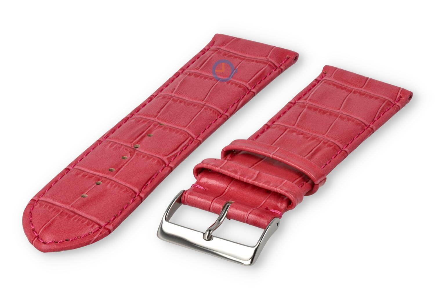 Kalfsleder XL band met croco-reliëf - 28mm - framboos