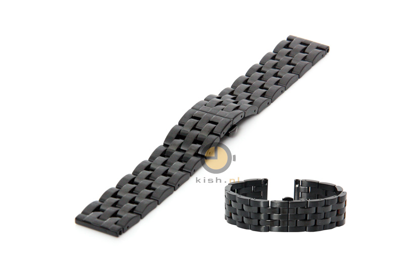 Horlogeband 22mm zwart staal - deels gepolijst (BRT)