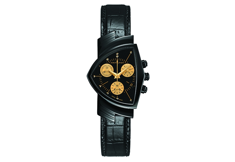 Hamilton horlogeband H24402730 - zwart leer