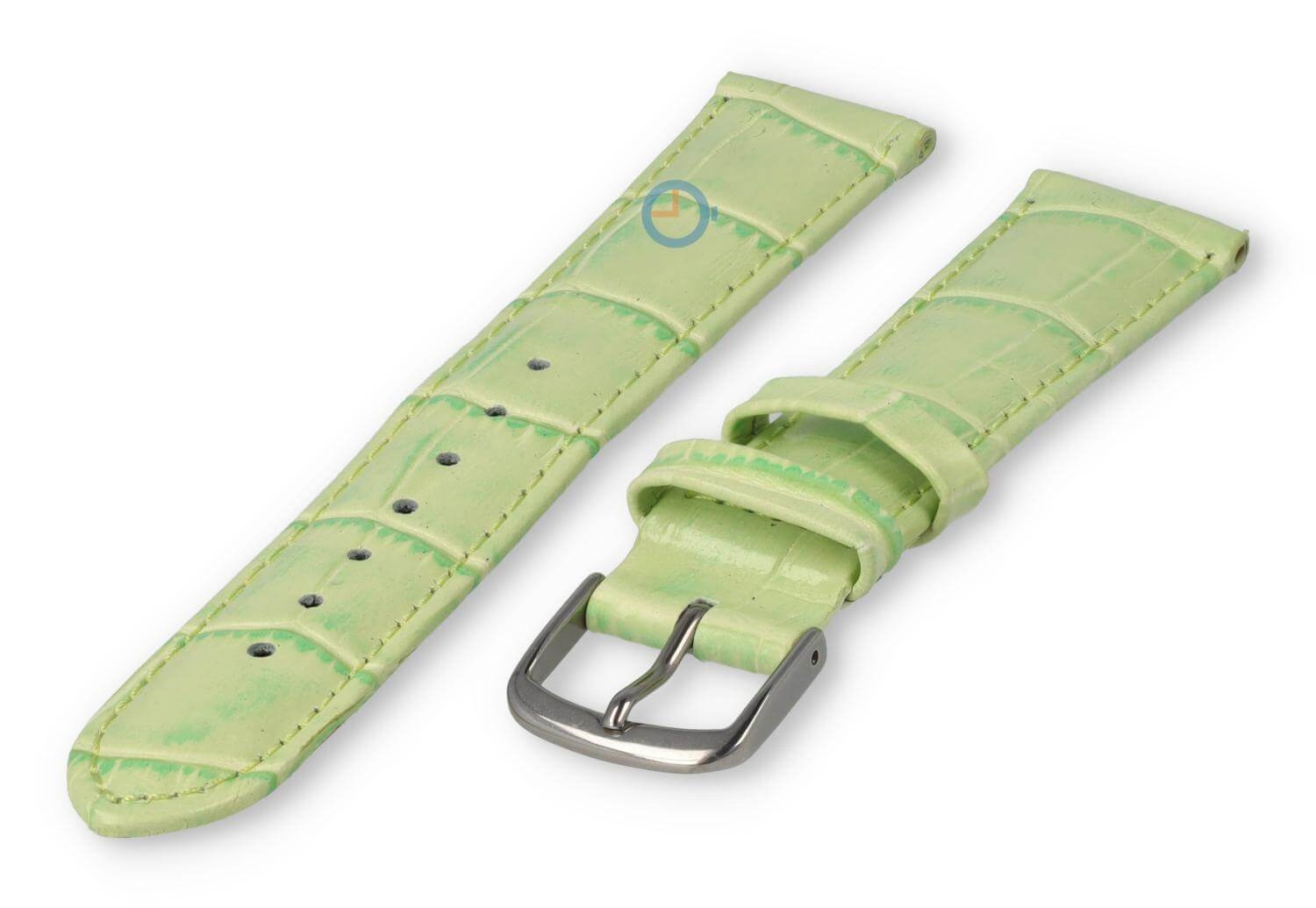 Crocoprint horlogeband leer - 18mm - appelgroen