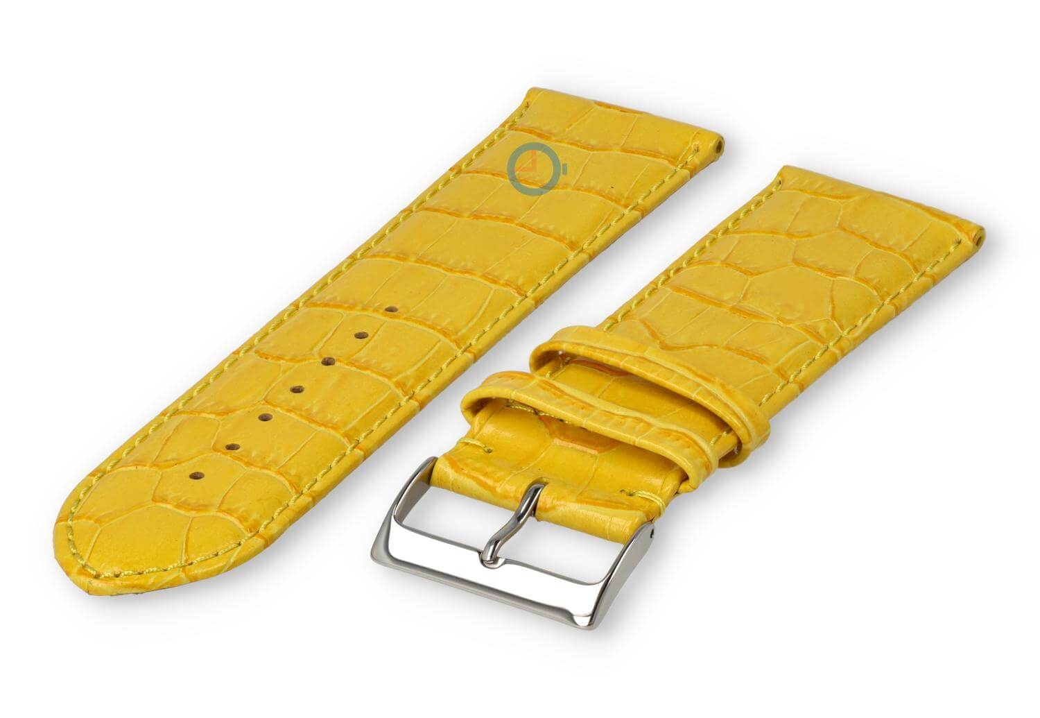 Kalfsleder XL band met croco-reliëf - 28mm - geel