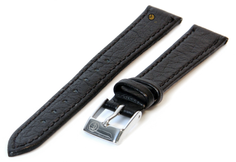 Horlogeband 10mm zwart buffelleer