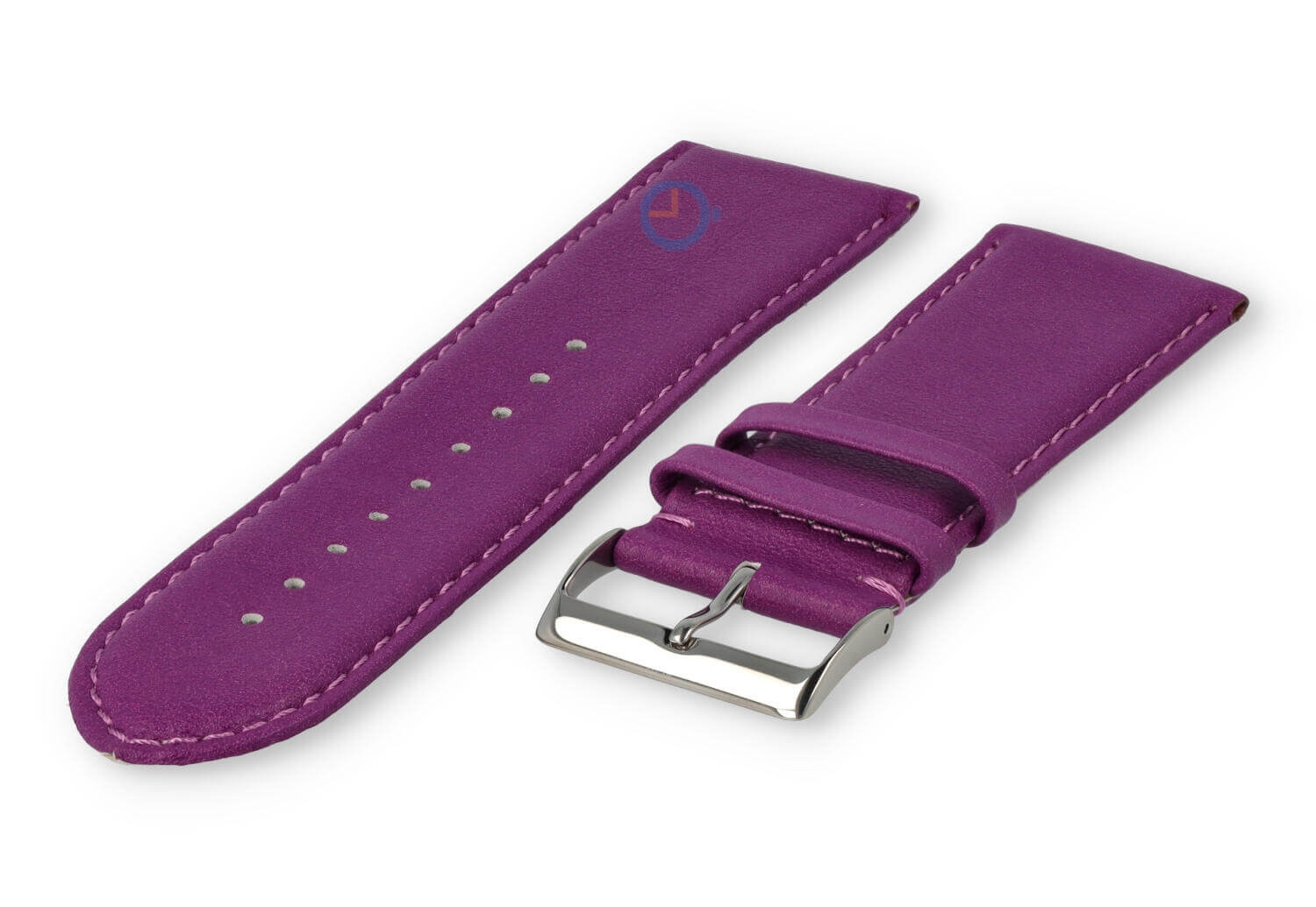 28mm horlogeband glad leer - paars