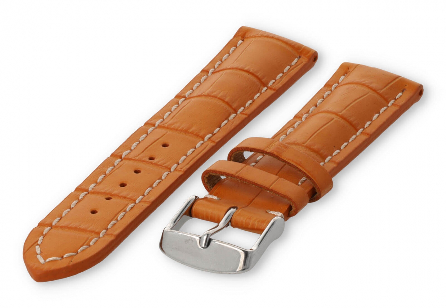 Horlogeband met krokoprint 20mm oranje leer