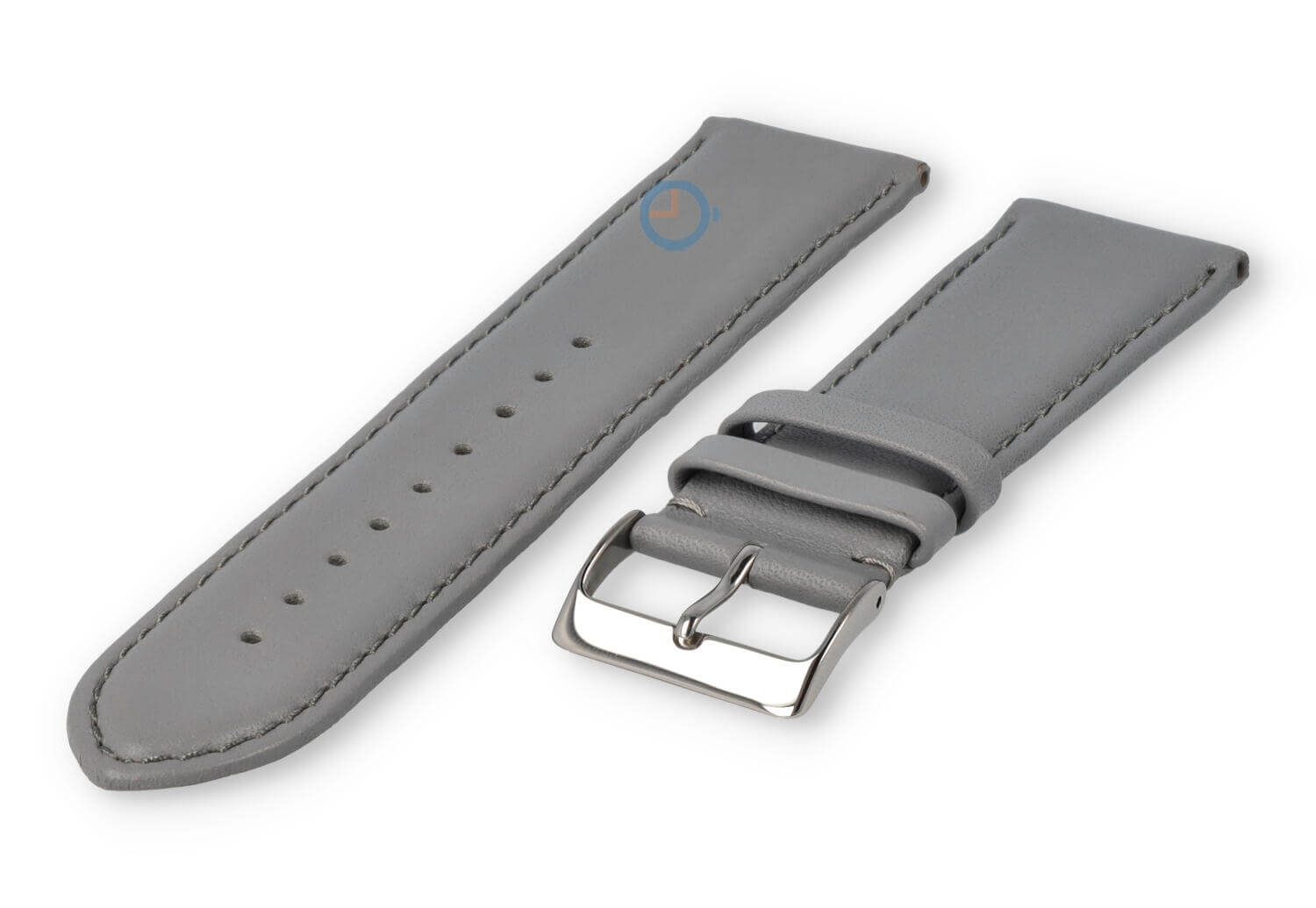 24mm horlogeband glad leer - lichtgrijs