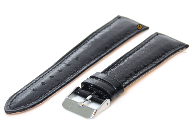 Horlogeband 20mm zwart echt slangenleder