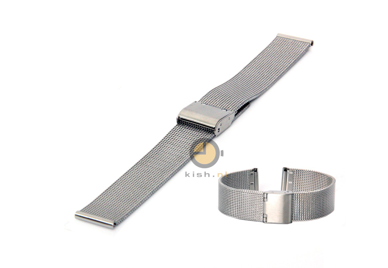 Milanese horlogeband 16mm fijn zilver