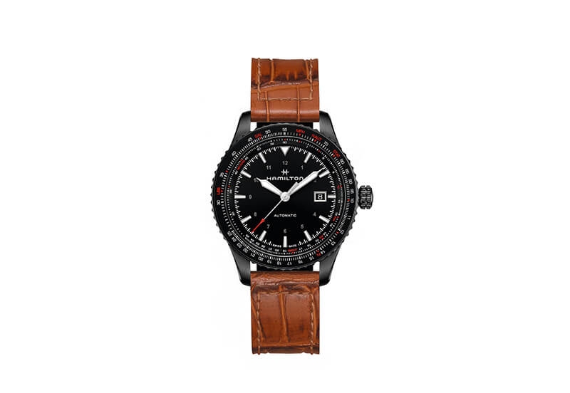 Hamilton horlogeband H76625530 - bruin leer