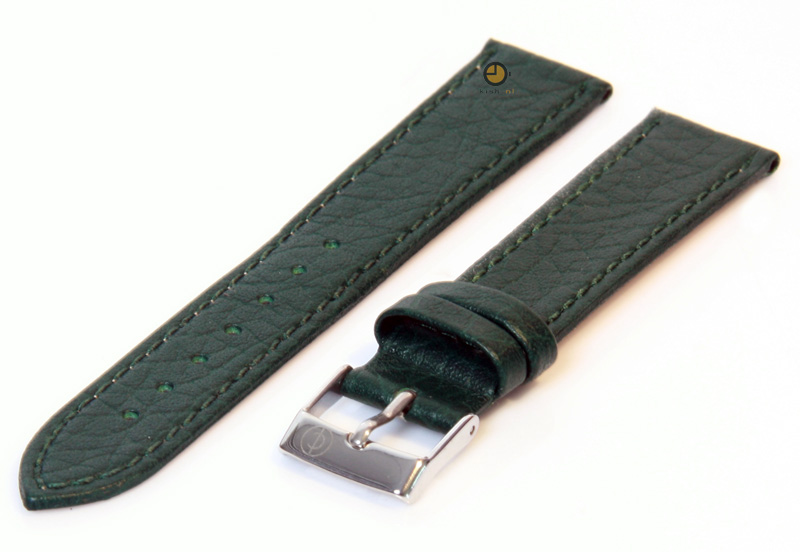 Horlogeband 16mm groen buffelleer