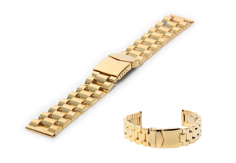 Horlogeband 20mm staal goud - gepolijst