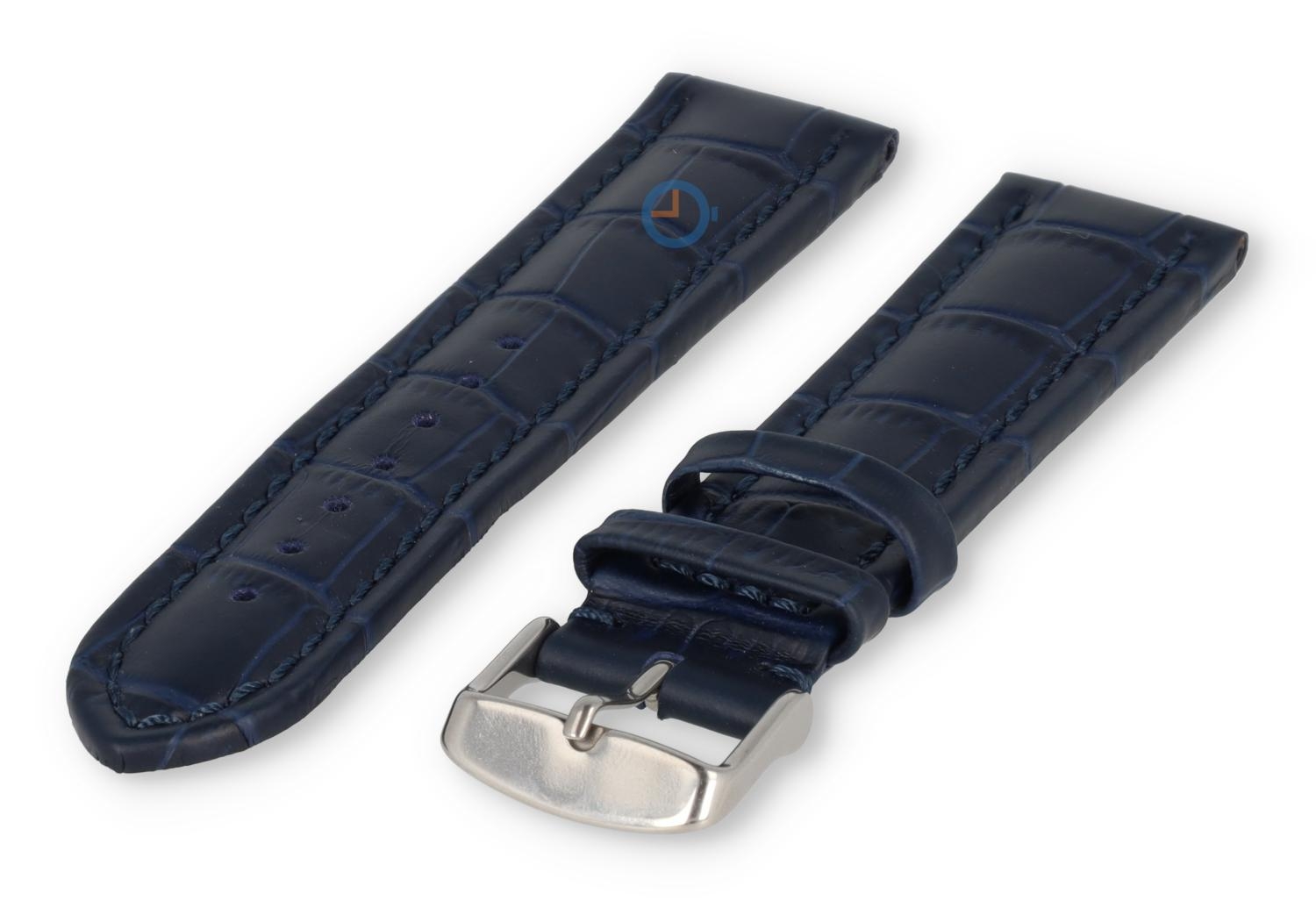 Krachtige horlogeband van kalfsleer - 22mm - donkerblauw
