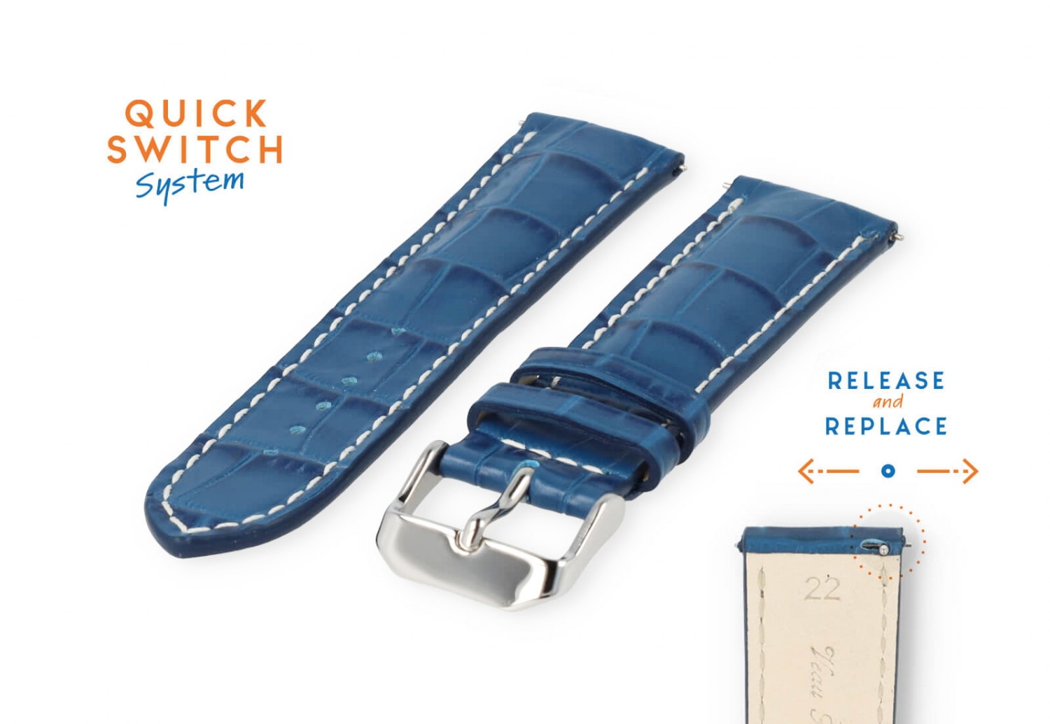 Horlogeband 22mm blauw
