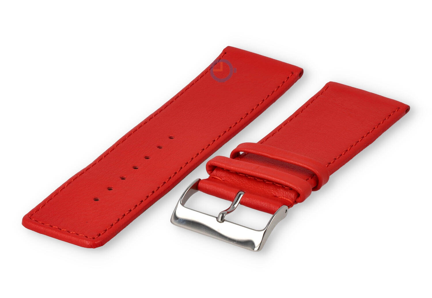 30mm horlogeband glad leer - felrood